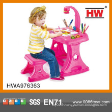 Cheap Plastic Pink Fantasy 4 en 1 enfants Apprenez des tables et des chaises